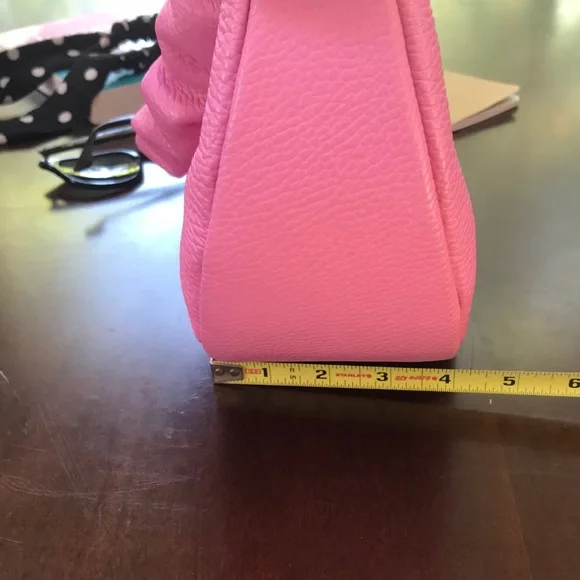 Ultra Pink Italian Leather Crescent / Sling Shoulder Bag - Picture 8 of 12